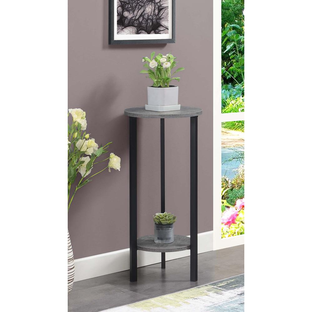 Graystone 31 inch 2 Tier Plant Stand, Cement/Black. Picture 3