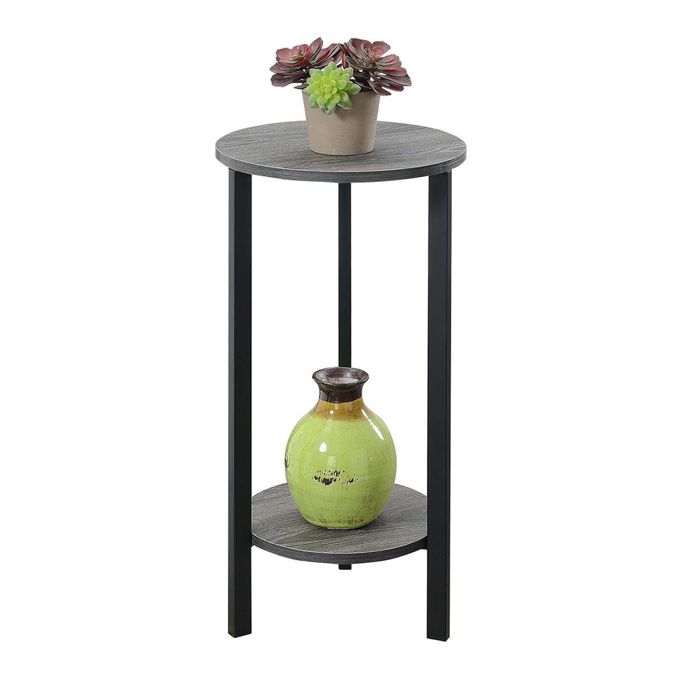 Graystone 31 inch 2 Tier Plant Stand, Weathered Gray/Black. Picture 1