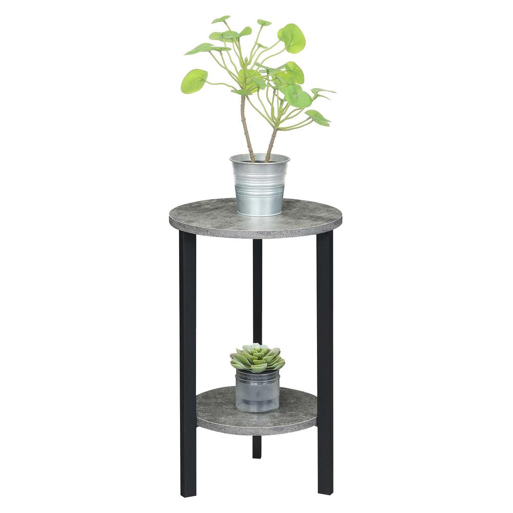 Graystone 24 inch 2 Tier Plant Stand, Cement/Black. Picture 2