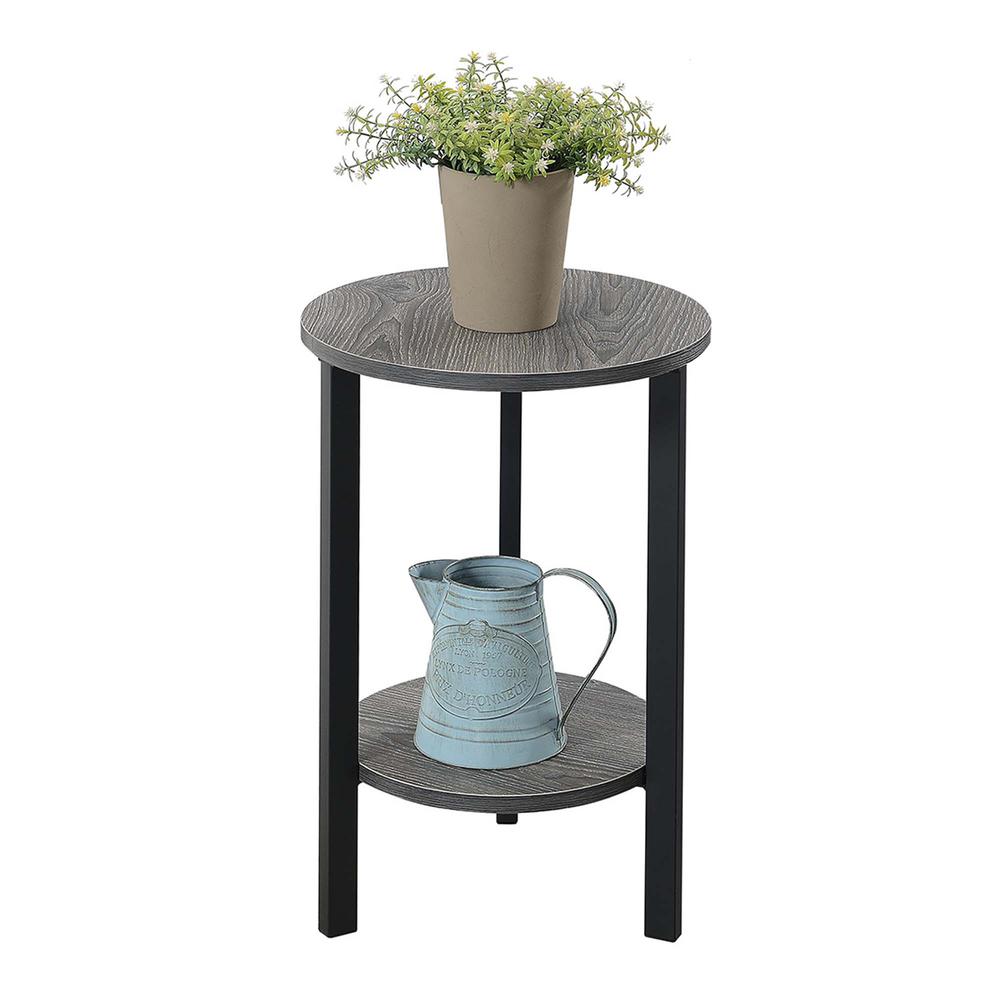 Graystone 24 inch 2 Tier Plant Stand, Weathered Gray/Black. Picture 1