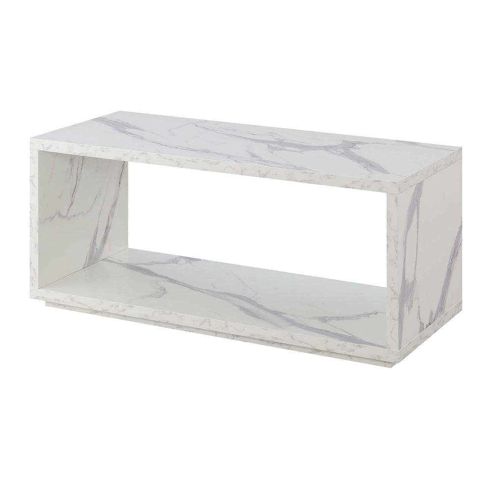 Northfield Admiral Coffee Table with Shelf, White Faux Marble. Picture 2