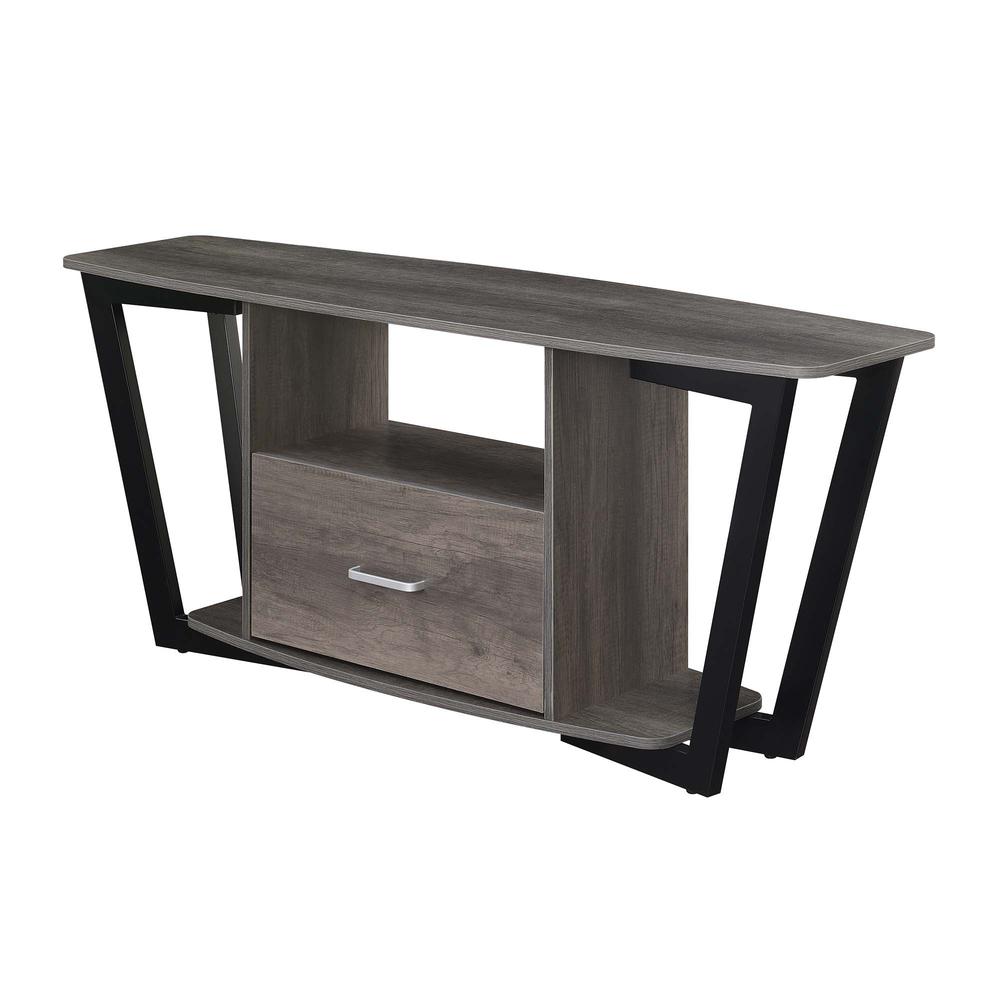 Graystone 60 inch 1 Drawer TV Stand with Shelves, Charcoal Gray/Black. Picture 1