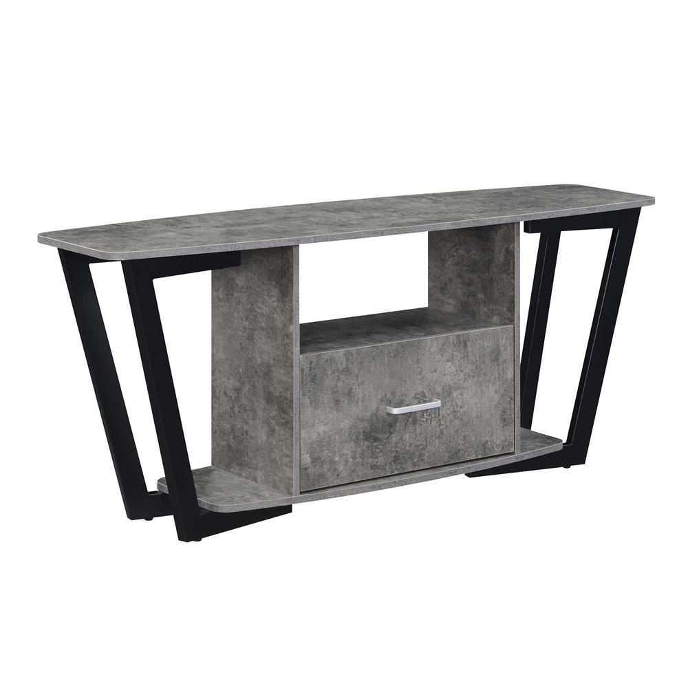 Graystone 60 inch 1 Drawer TV Stand with Shelves, Cement/Black. Picture 1