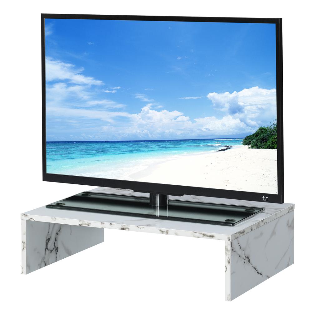 Designs2Go Small TV/Monitor Riser, White Faux Marble. Picture 2