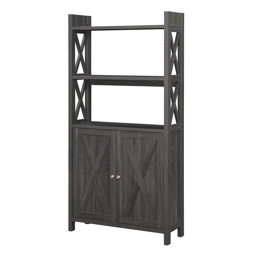Oxford Kitchen Dining Storage Cabinet with Shelves Gray Weathered Gray. Picture 1