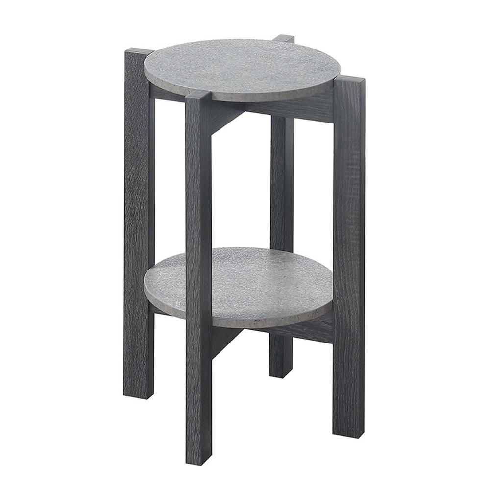 Newport Medium 2 Tier Plant Stand Faux Cement/Weathered Gray. Picture 2
