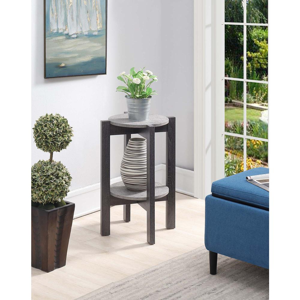 Newport Medium 2 Tier Plant Stand Faux Cement/Weathered Gray. Picture 3
