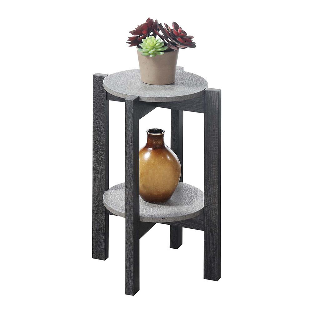 Newport Medium 2 Tier Plant Stand Faux Cement/Weathered Gray. Picture 1