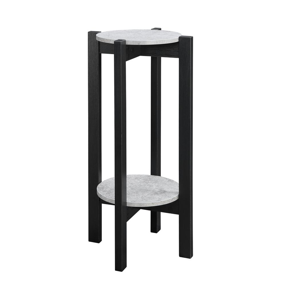 Newport Deluxe 2 Tier Plant Stand Faux Cement/Black. Picture 1