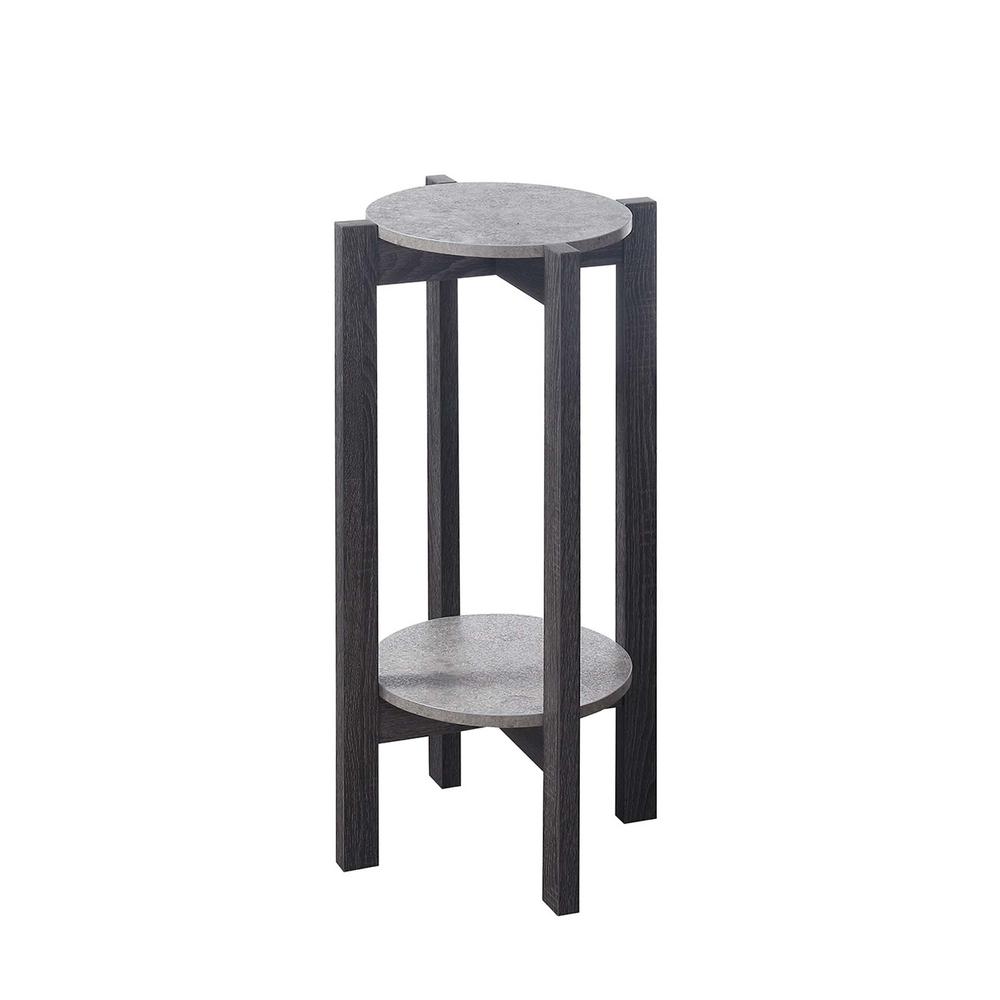 Newport Deluxe 2 Tier Plant Stand Faux Cement/Weathered Gray. Picture 2