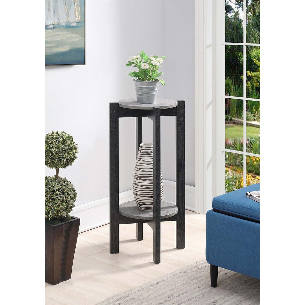 Newport Deluxe 2 Tier Plant Stand Faux Cement/Weathered Gray. Picture 3