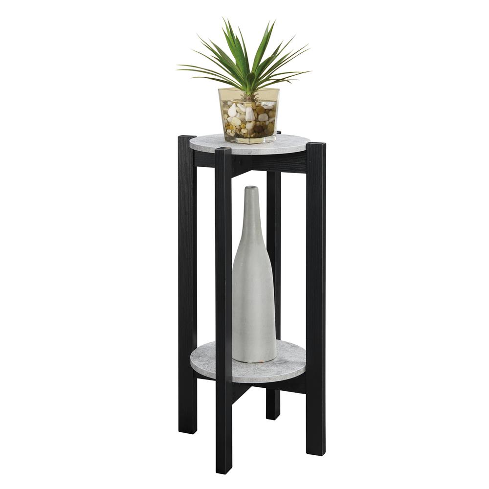 Newport Deluxe 2 Tier Plant Stand Faux Cement/Black. Picture 3