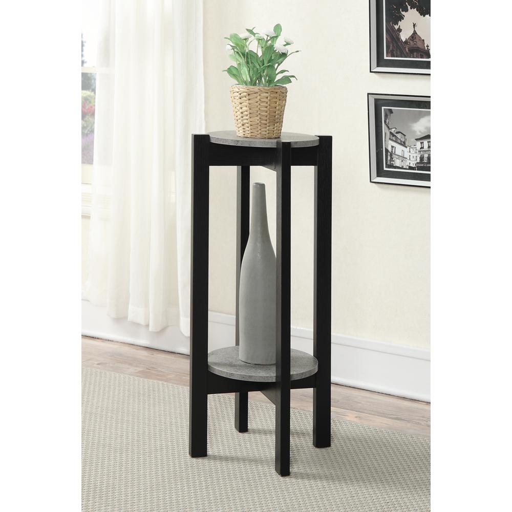 Newport Deluxe 2 Tier Plant Stand Faux Cement/Black. Picture 2