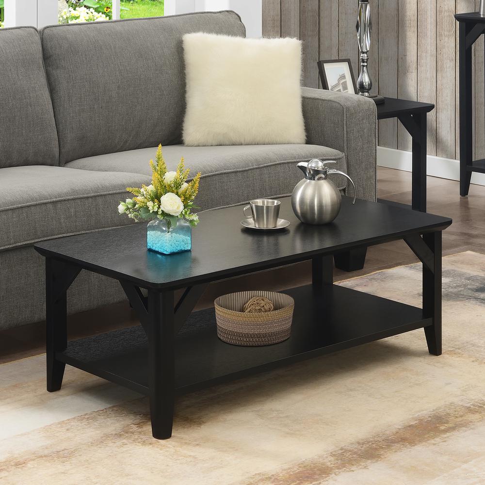 Winston Coffee Table with Shelf, Black. Picture 3