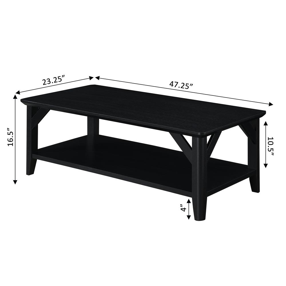 Winston Coffee Table with Shelf, Black. Picture 6