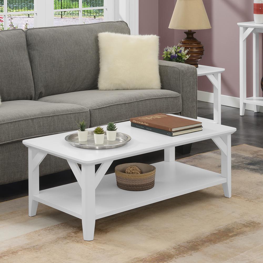 Winston Coffee Table with Shelf, White. Picture 3