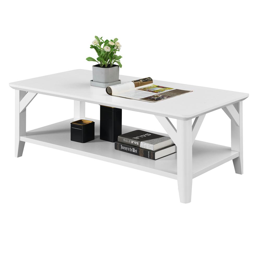 Winston Coffee Table with Shelf, White. Picture 2