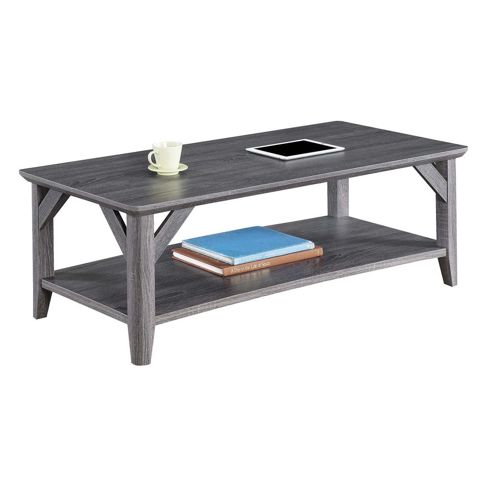 Winston Coffee Table with Shelf, Gray. Picture 2