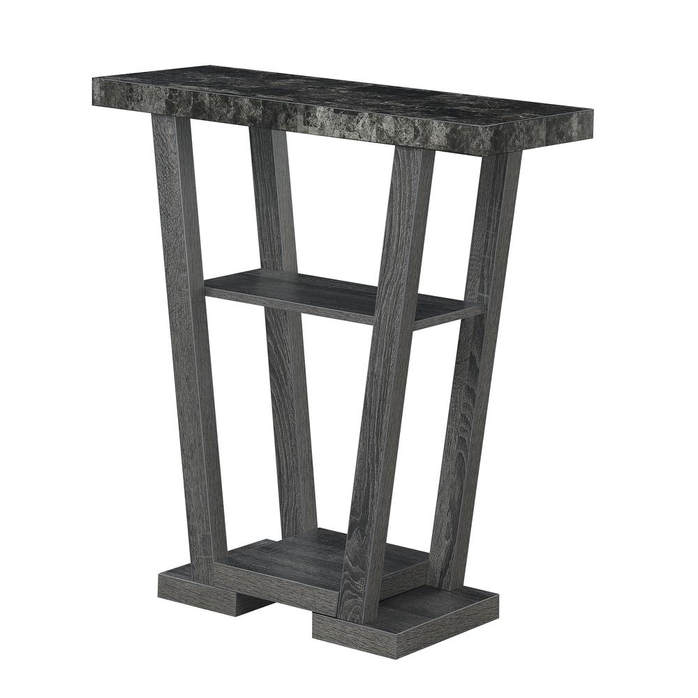 Newport V Console, Faux Black Marble/Weathered Gy. Picture 1