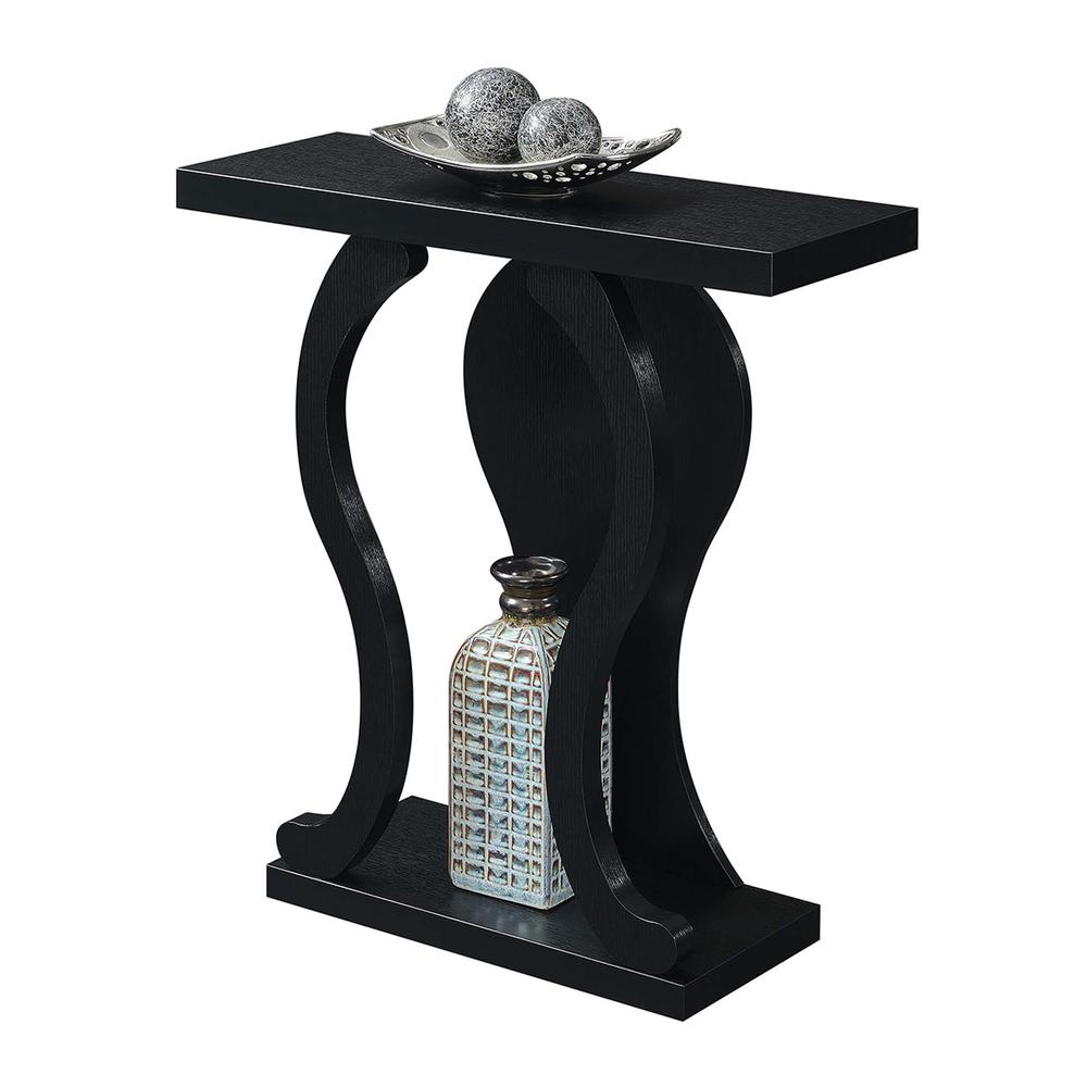 Newport Terry B Console Table with Shelf, Black Faux Marble/Weathered Gy. Picture 3