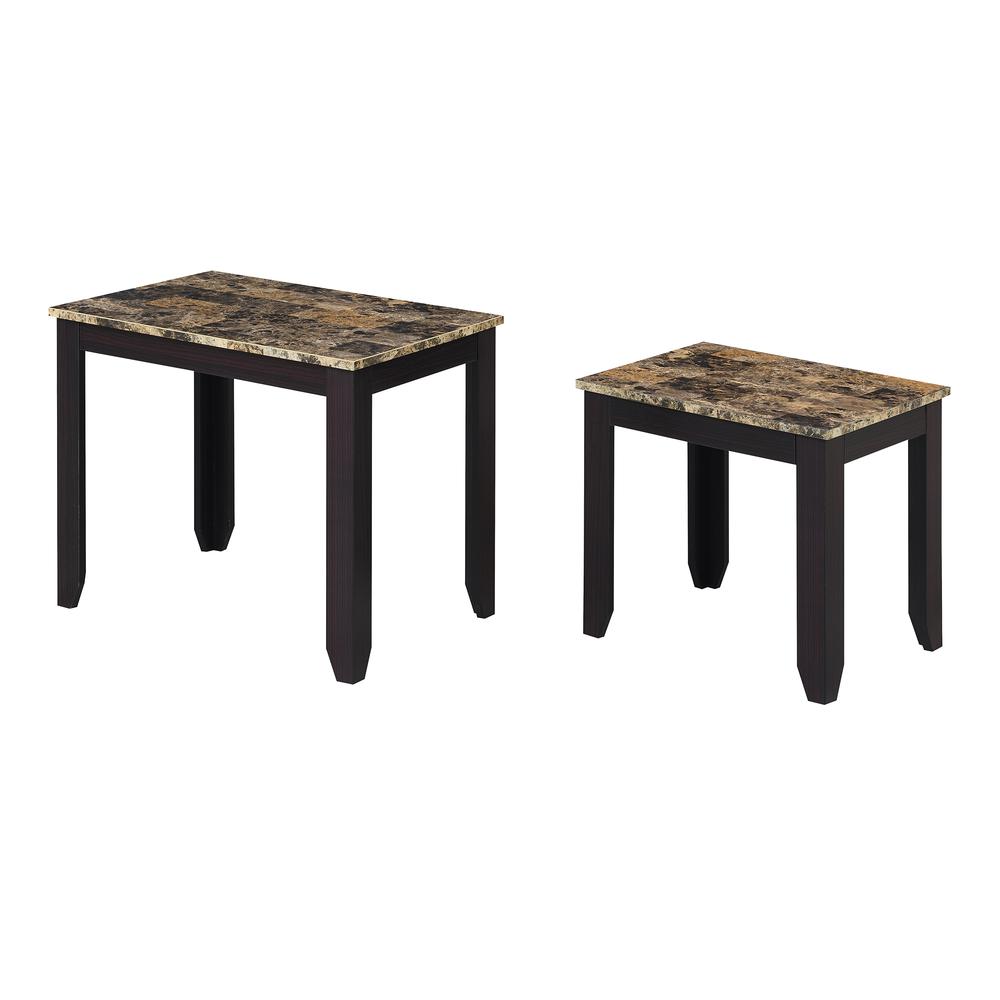 Baja Nesting End Tables, Faux Brown Marble/Espresso. Picture 2