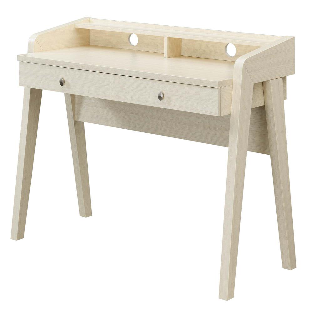 Newport Deluxe 2 Drawer Desk with Shelf, Ivory Finish. Picture 1