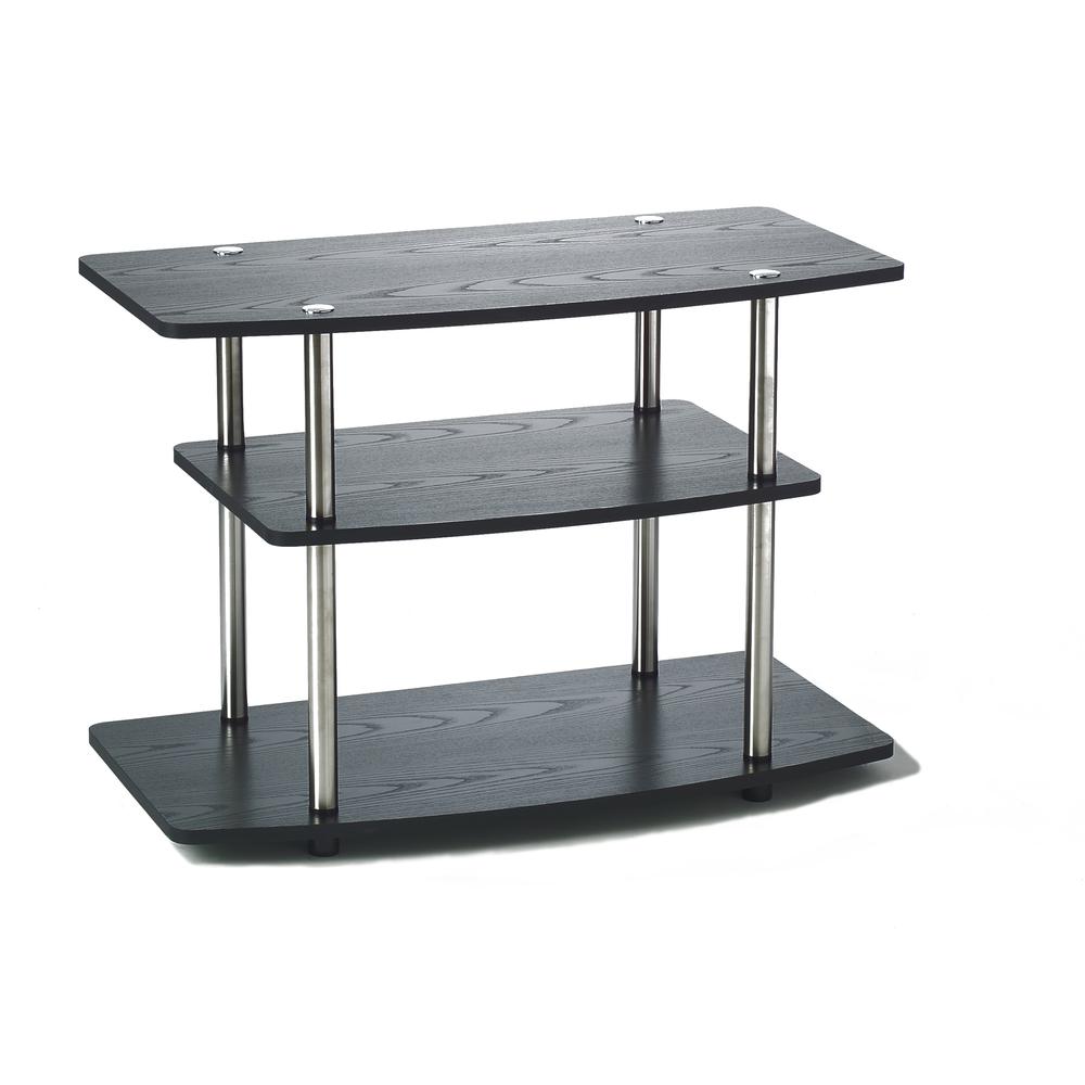 Designs2Go No Tools 3 Tier TV Stand  Black. Picture 1
