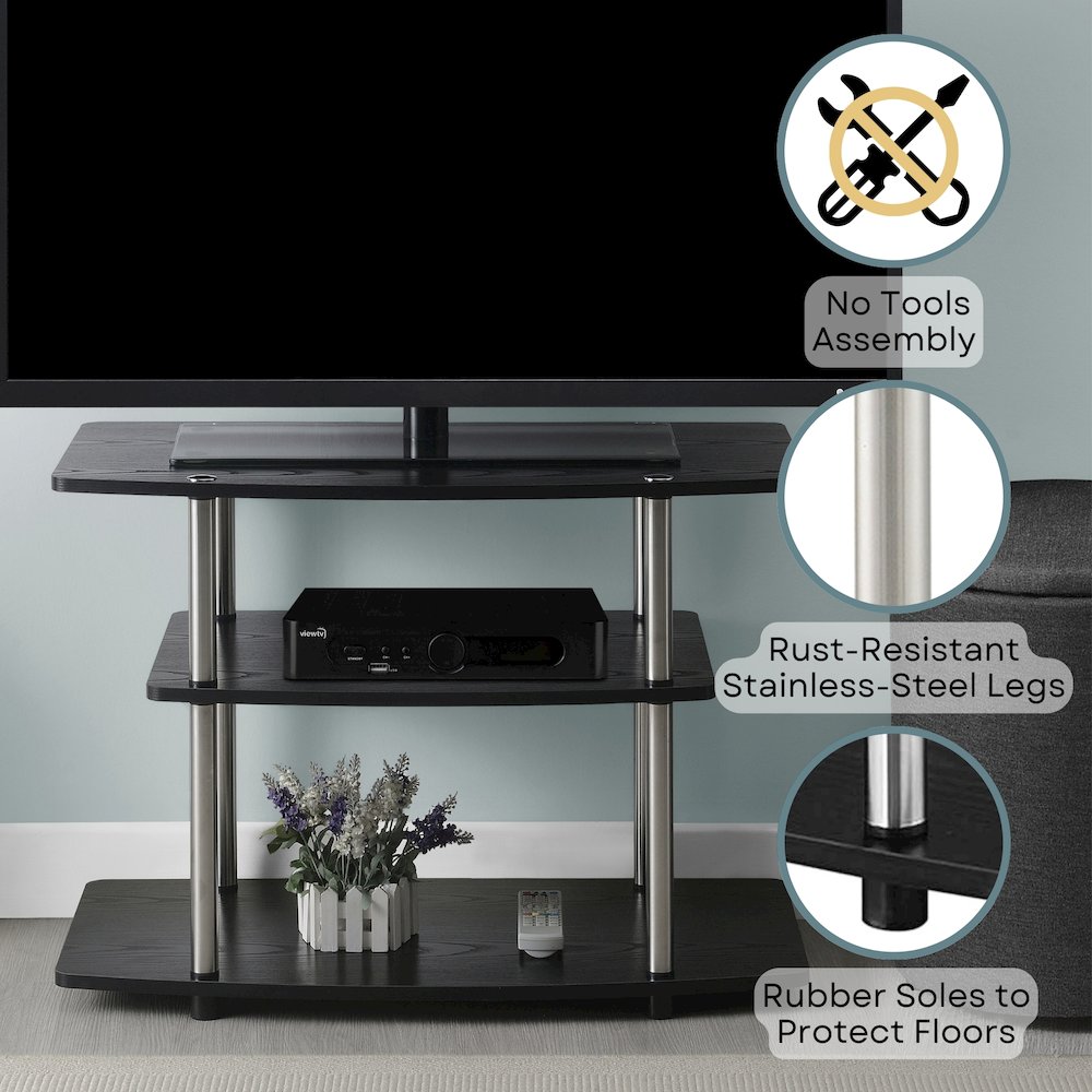 Designs2Go No Tools 3 Tier TV Stand for TVs up to 37 Inches. Picture 3