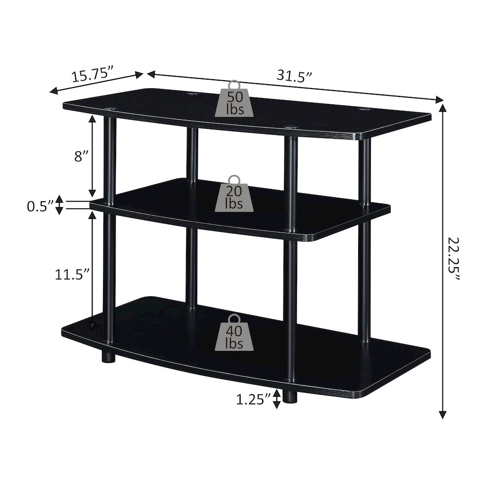 Designs2Go No Tools 3 Tier TV Stand for TVs up to 37 Inches. Picture 5