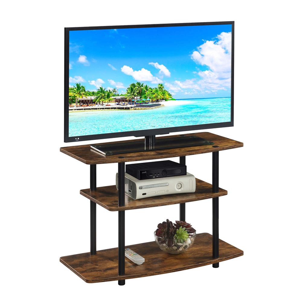 Designs2Go No Tools 3 Tier TV Stand Barnwood/Black. Picture 1