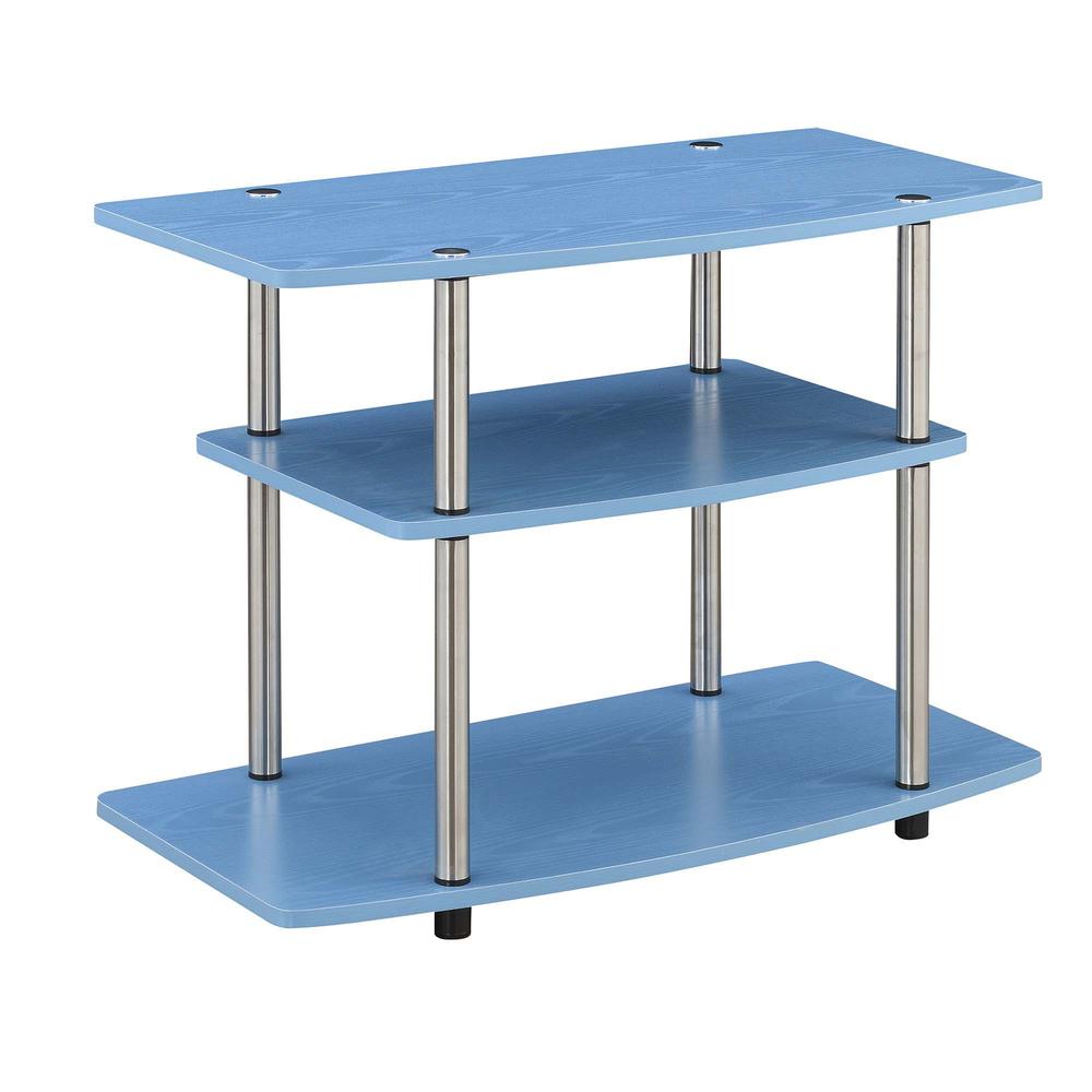 Designs2Go No Tools 3 Tier TV Stand Blue. Picture 1