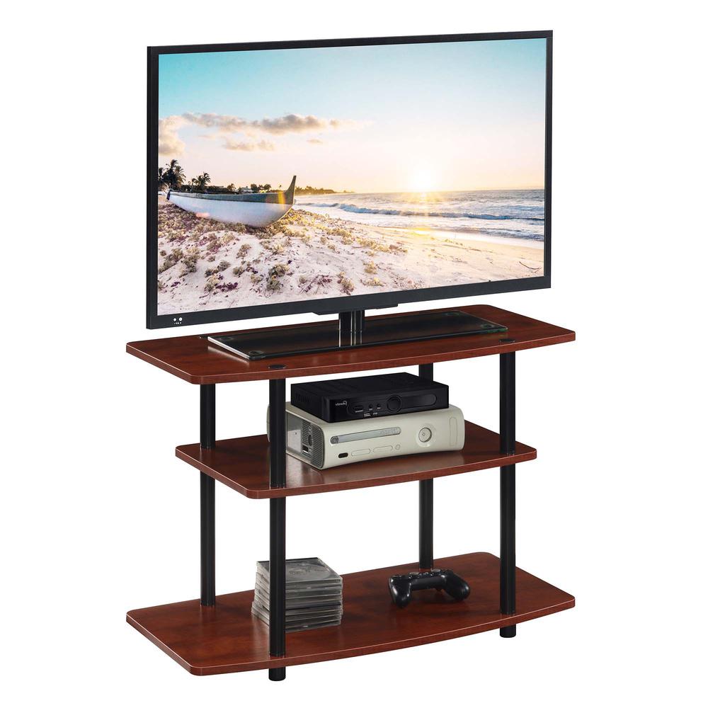 Designs2Go No Tools 3 Tier TV Stand Cherry/Black. Picture 1