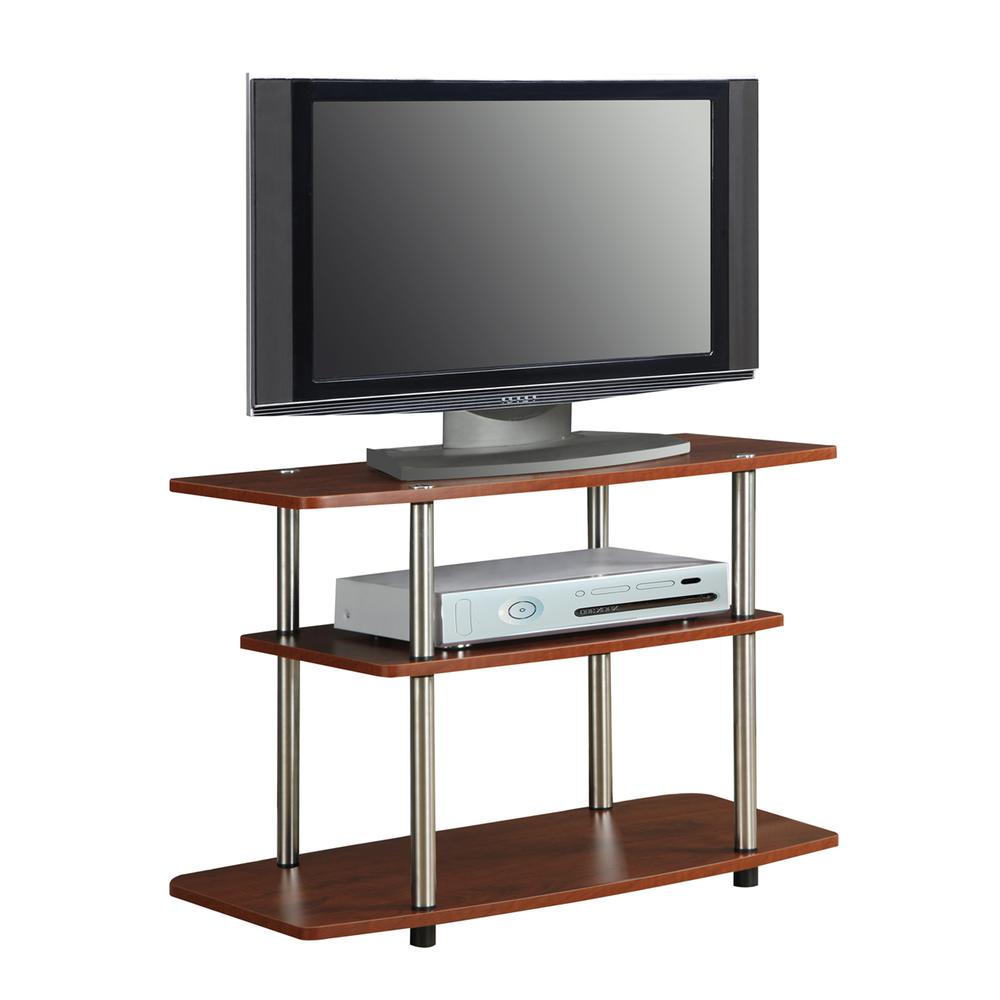 Designs2Go No Tools 3 Tier TV Stand Cherry. Picture 3