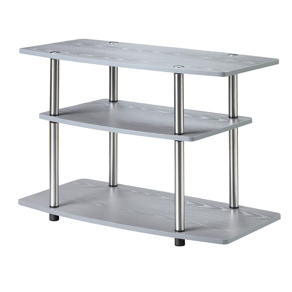 Designs2Go No Tools 3 Tier TV Stand Gray. Picture 1