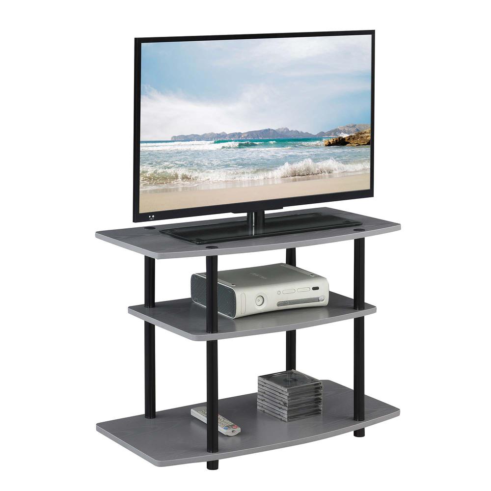 Designs2Go No Tools 3 Tier TV Stand Gray / Black. Picture 4