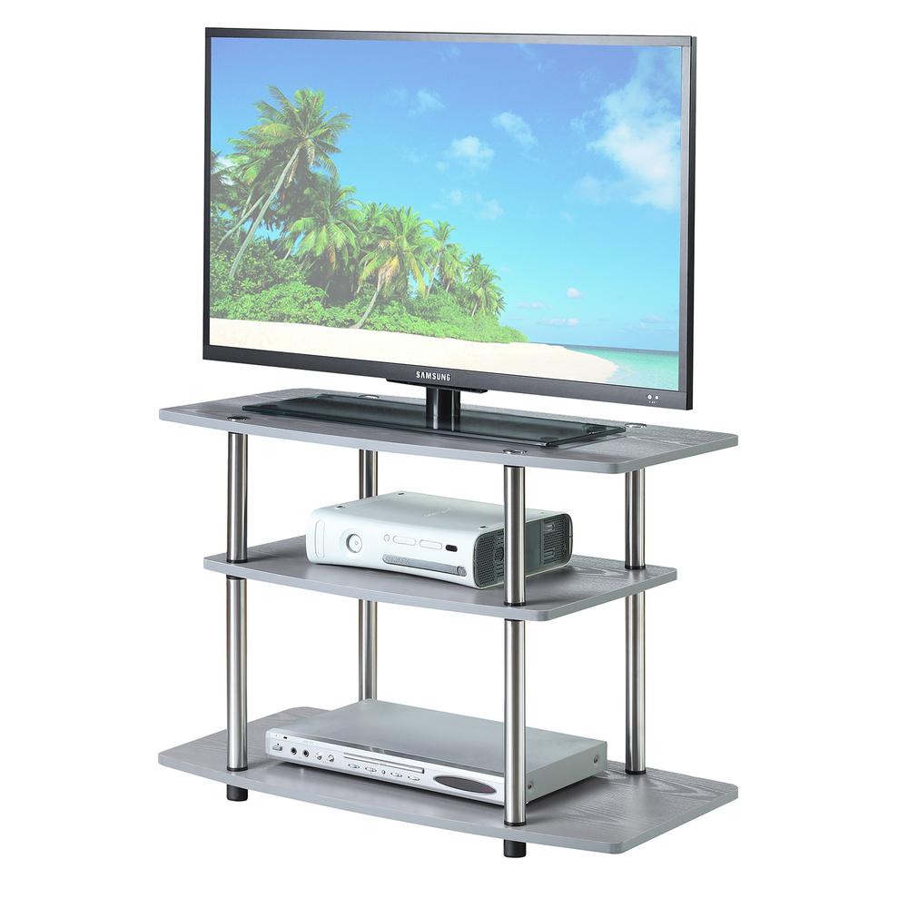 Designs2Go No Tools 3 Tier TV Stand Gray. Picture 3