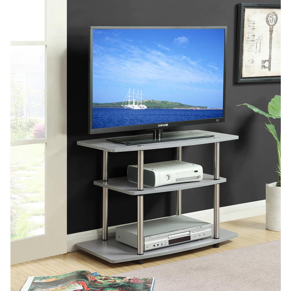 Designs2Go No Tools 3 Tier TV Stand Gray. Picture 2