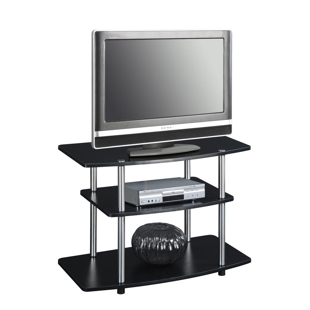 Designs2Go No Tools 3 Tier TV Stand  Black. Picture 3