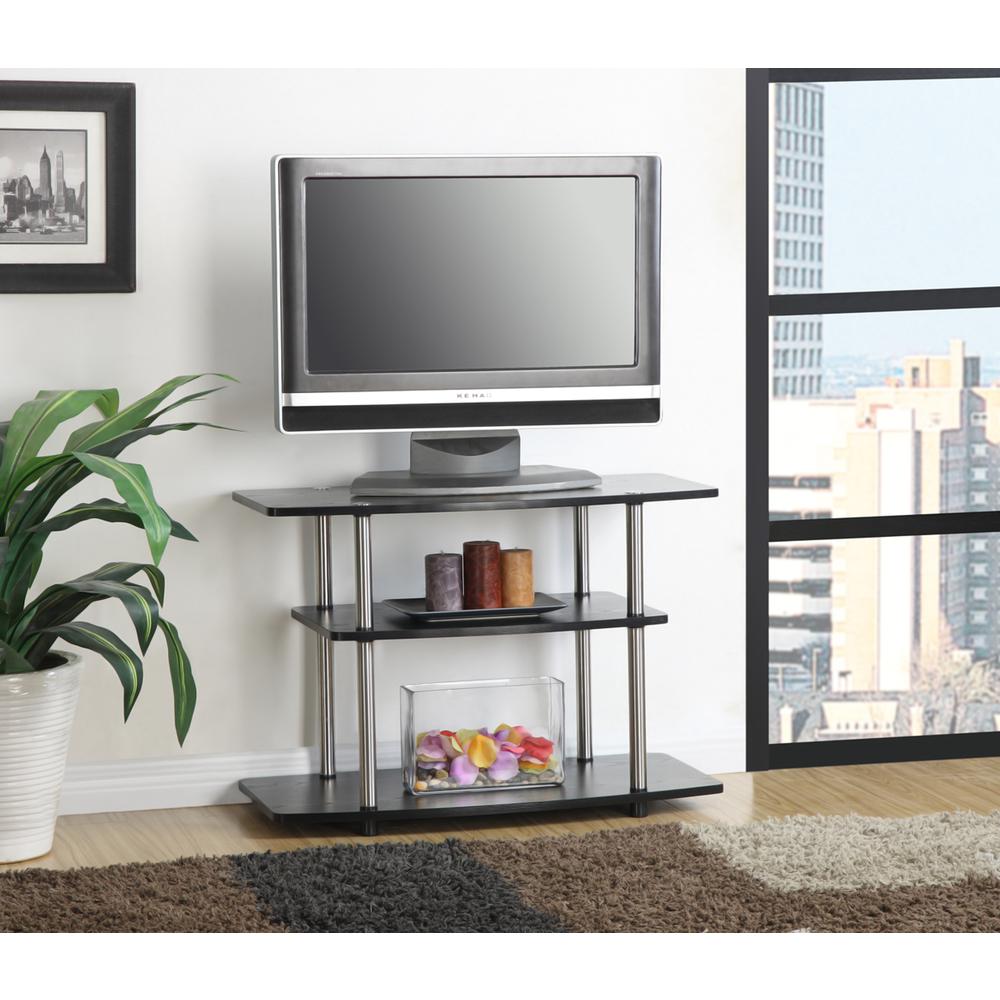 Designs2Go No Tools 3 Tier TV Stand  Black. Picture 2