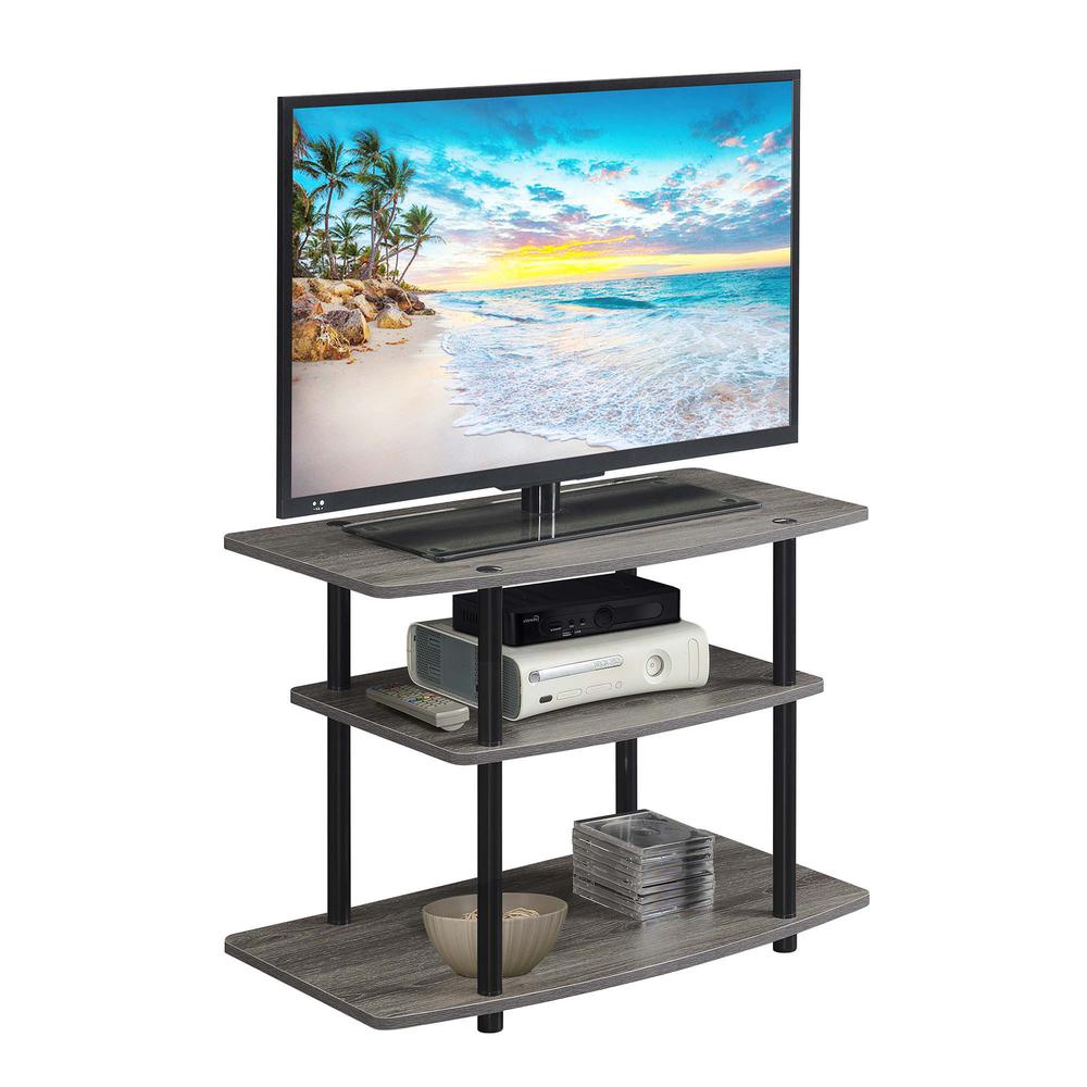 Designs2Go No Tools 3 Tier TV Stand Weathered Gray/Black. Picture 2