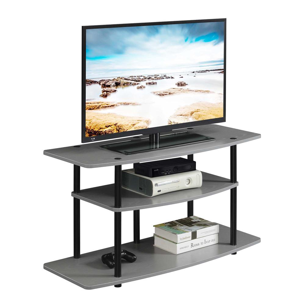 Designs2Go No Tools 3 Tier Wide TV Stand Gray/Black. Picture 2