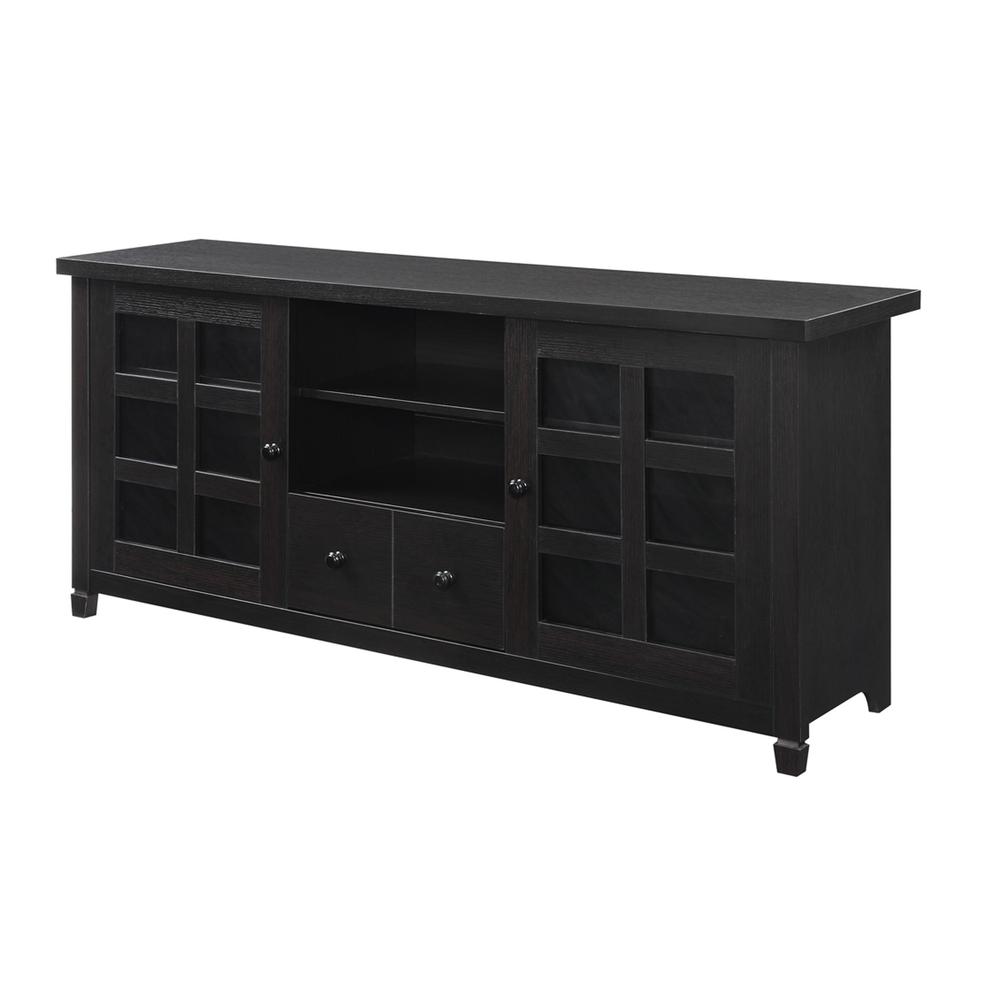 Newport Park Lane 1 Drawer TV Stand with Storage Cabinets and Shelves for TVs up to 65 Inches, Brown. Picture 1