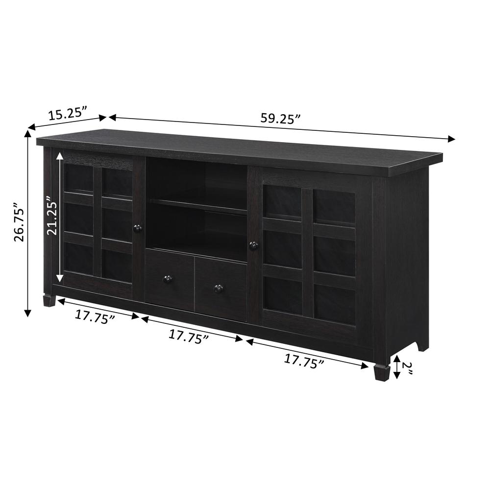 Newport Park Lane 1 Drawer TV Stand with Storage Cabinets and Shelves for TVs up to 65 Inches, Brown. Picture 4