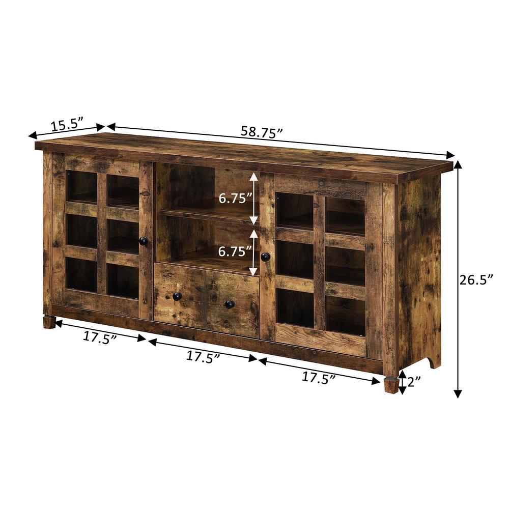 Newport Park Lane 1 Drawer TV Stand with Storage Cabinets and Shelves for TVs up to 65 Inches, Brown. Picture 8