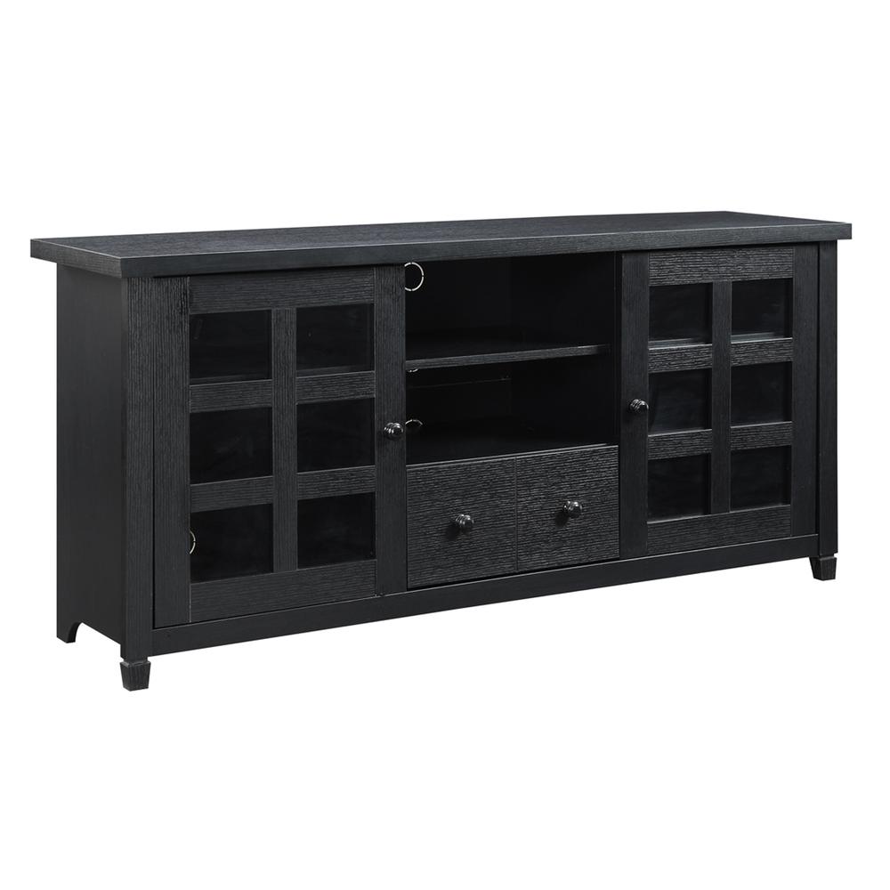 Newport Park Lane 1 Drawer TV Stand with Storage Cabinets and Shelves for TVs up to 65 Inches, Black. Picture 1