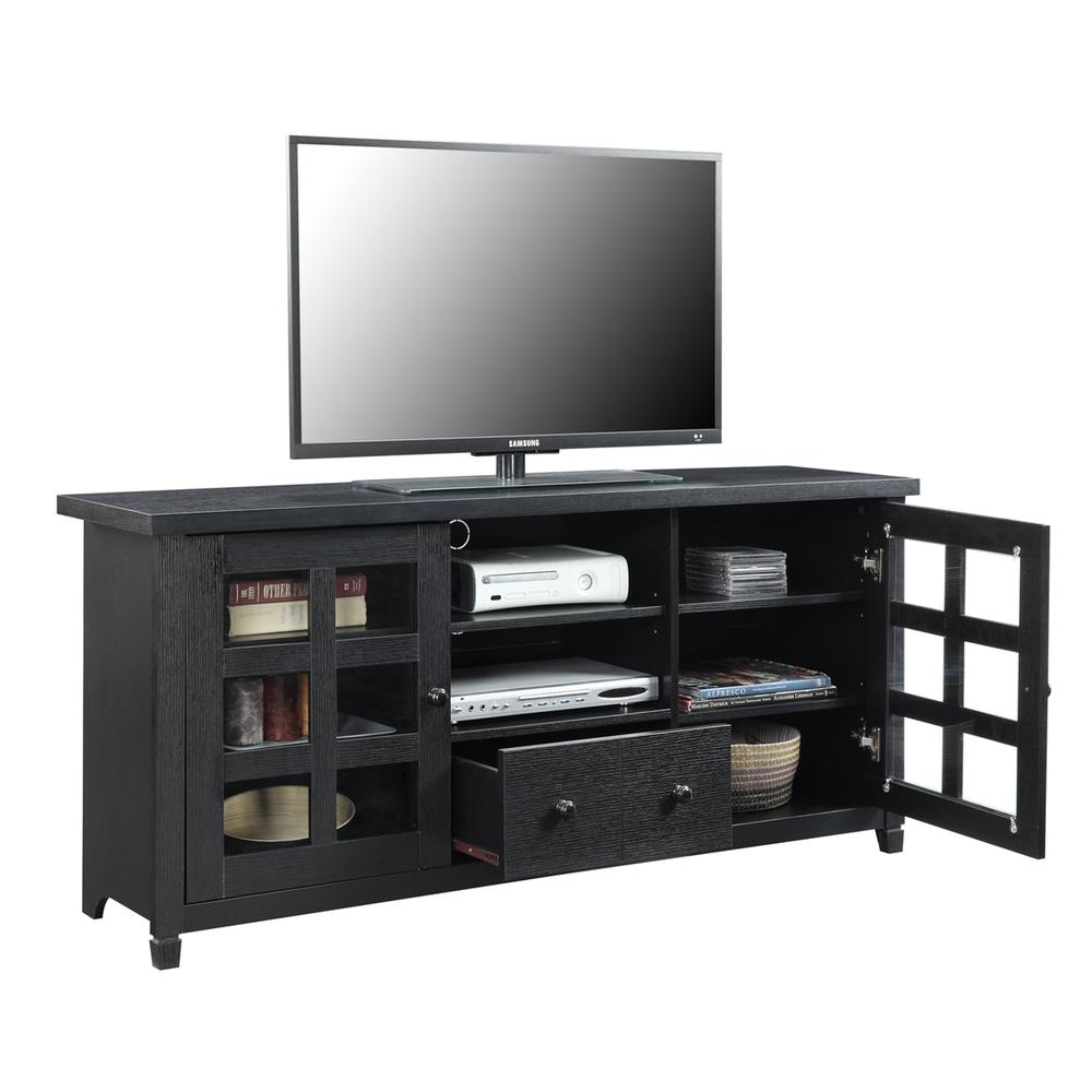 Newport Park Lane 1 Drawer TV Stand with Storage Cabinets and Shelves for TVs up to 65 Inches, Black. Picture 3