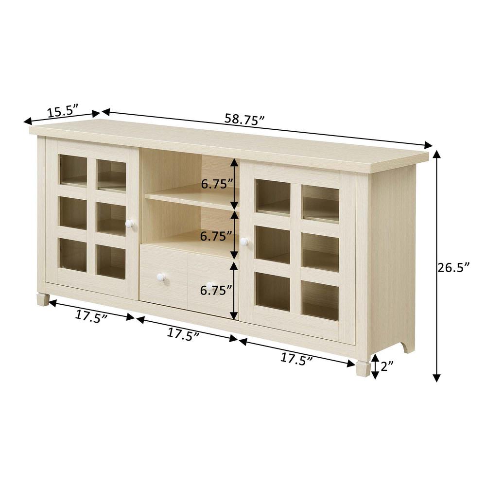 Newport Park Lane 1 Drawer TV Stand with Storage Cabinets and Shelves for TVs up to 65 Inches, White. Picture 8
