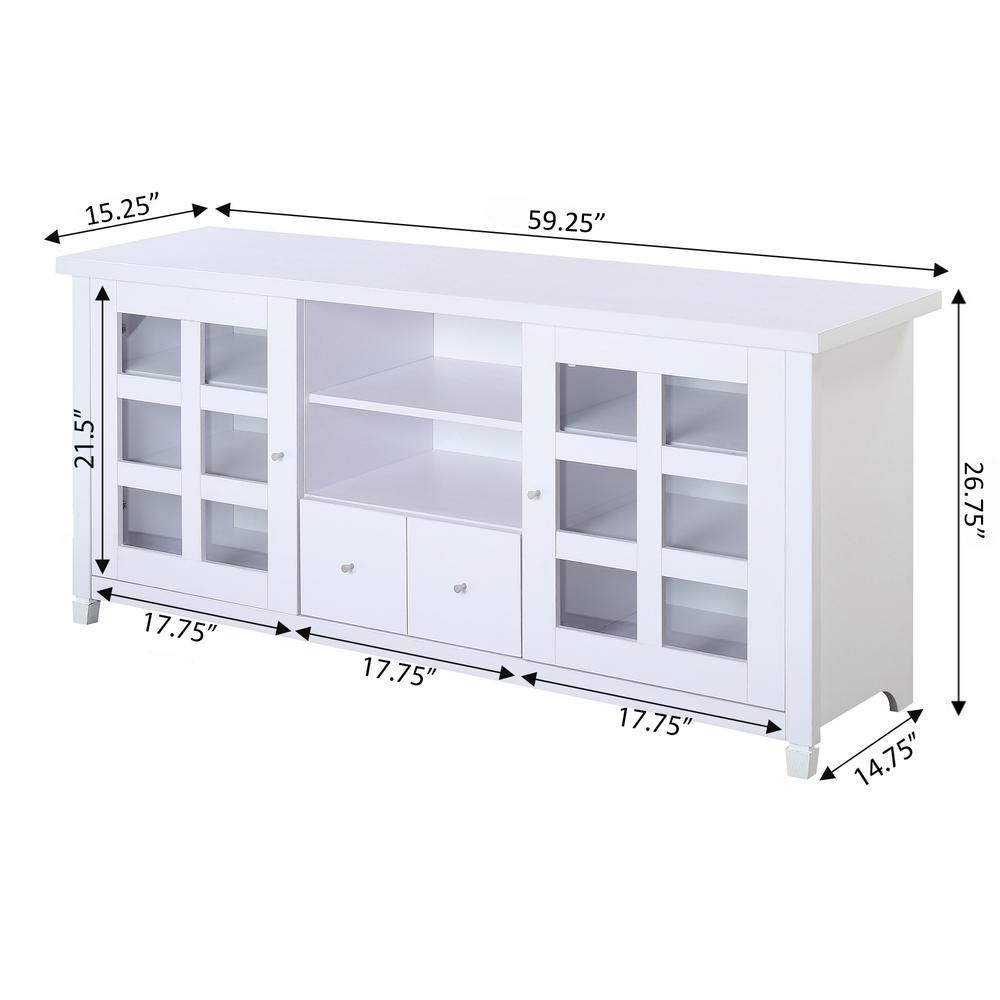 Newport Park Lane 1 Drawer TV Stand with Storage Cabinets and Shelves for TVs up to 65 Inches, White. Picture 4