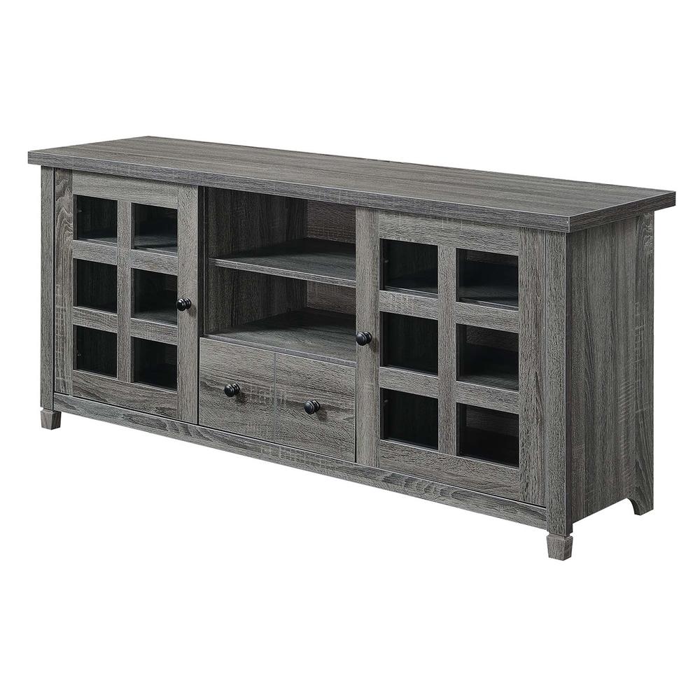 Newport Park Lane 1 Drawer TV Stand with Storage Cabinets and Shelves for TVs up to 65 Inches, Gray. Picture 1