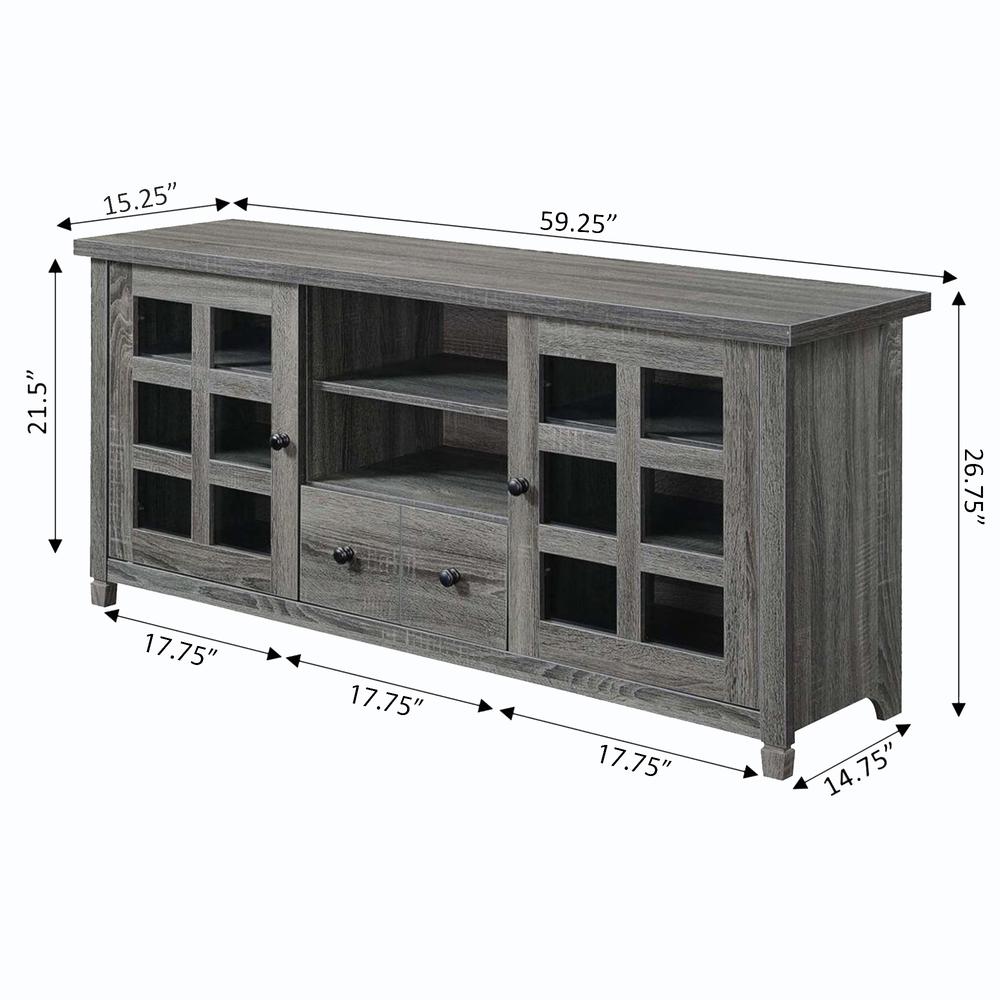Newport Park Lane 1 Drawer TV Stand with Storage Cabinets and Shelves for TVs up to 65 Inches, Gray. Picture 5
